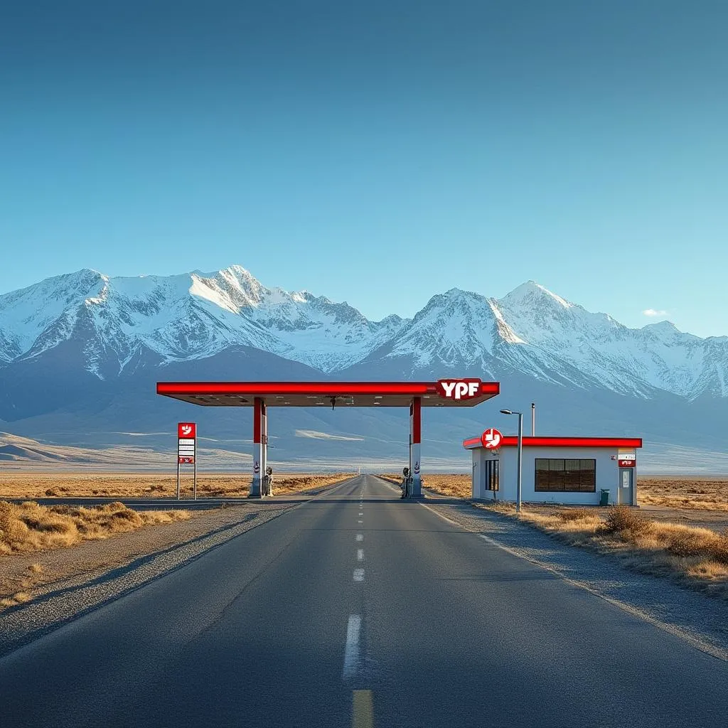 Estación YPF en ruta patagónica